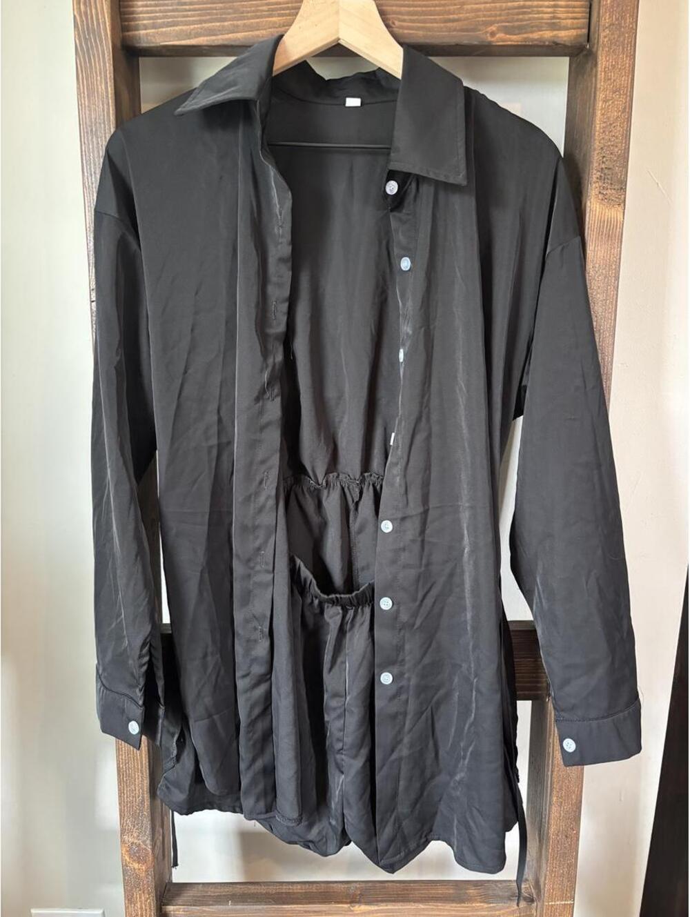 Black Button-Up Romper